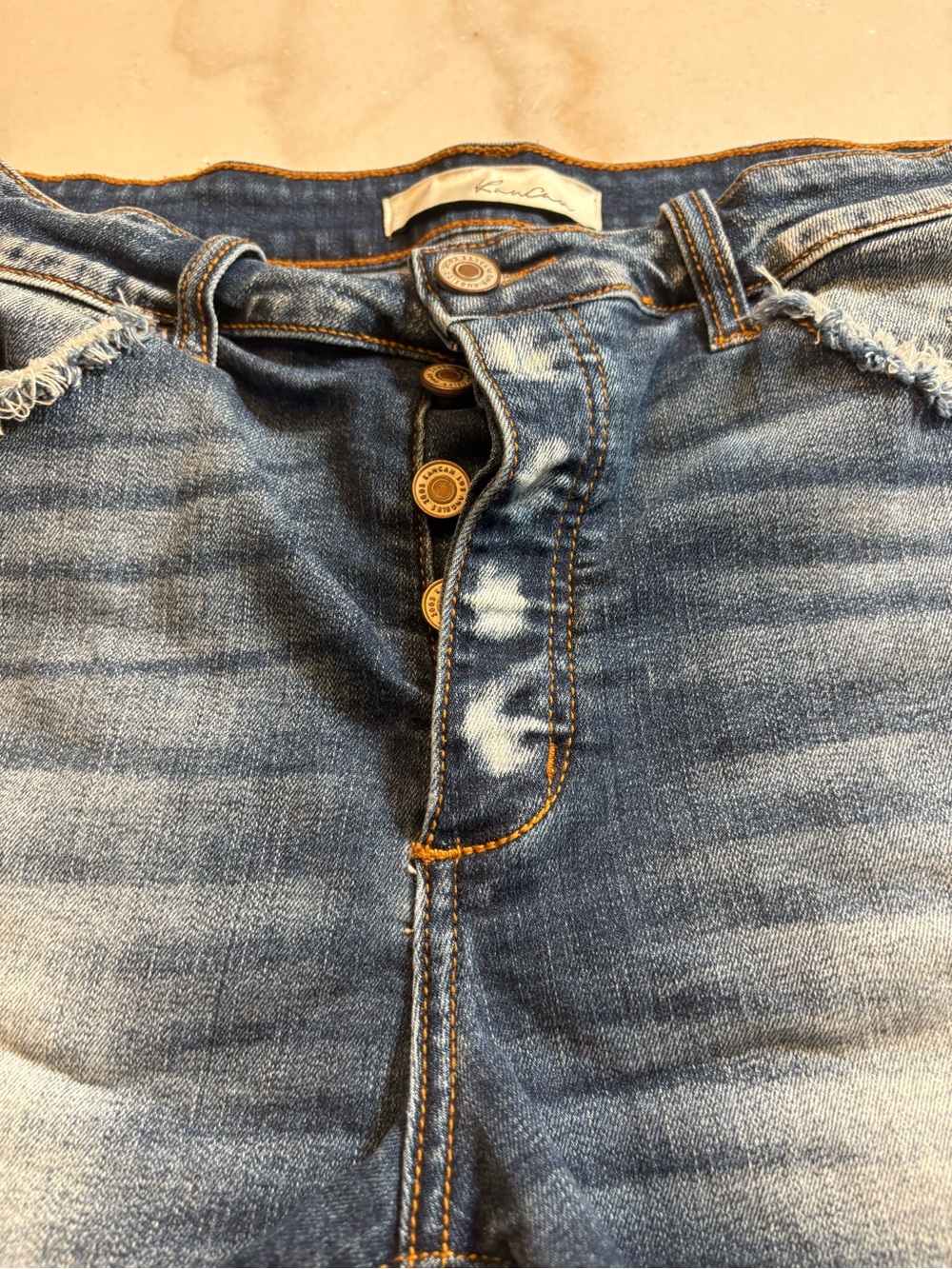 KanCan Dark Blue Distressed Denim Cutoff Shorts - Picture 2 of 5
